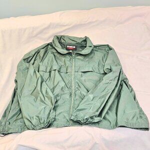 Green Zip up Windbreaker Jacket 4XL Ultraclub Collection W/Hidden Hood
